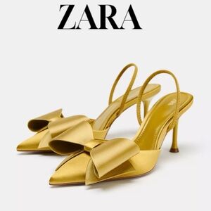 Zara Metallic Gold Slingback Heels Bloggeres favorite